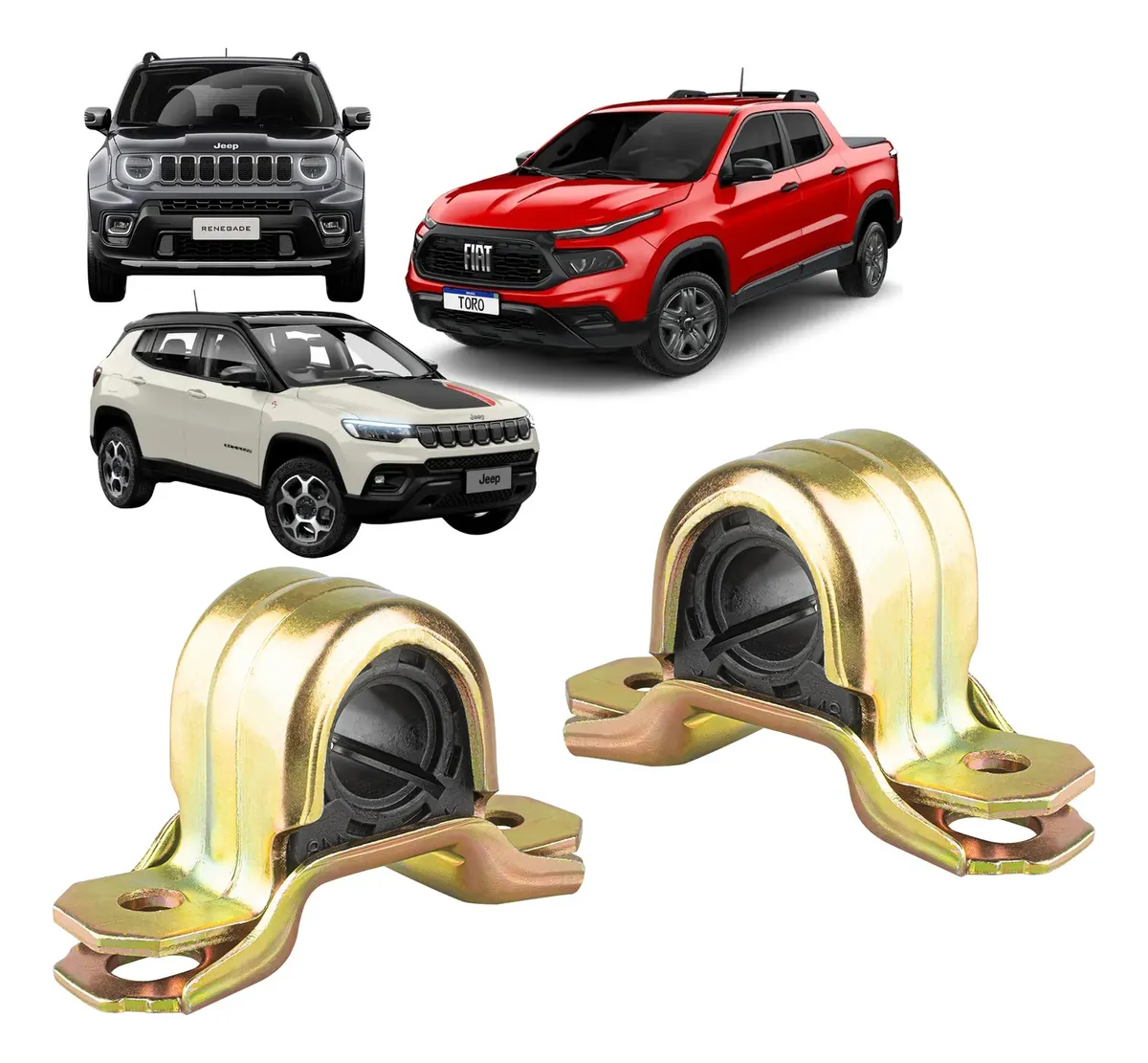 Par Kit Bucha Barra Estab Diant Fiat Toro Jeep Renegade - Compass - Imagem 1